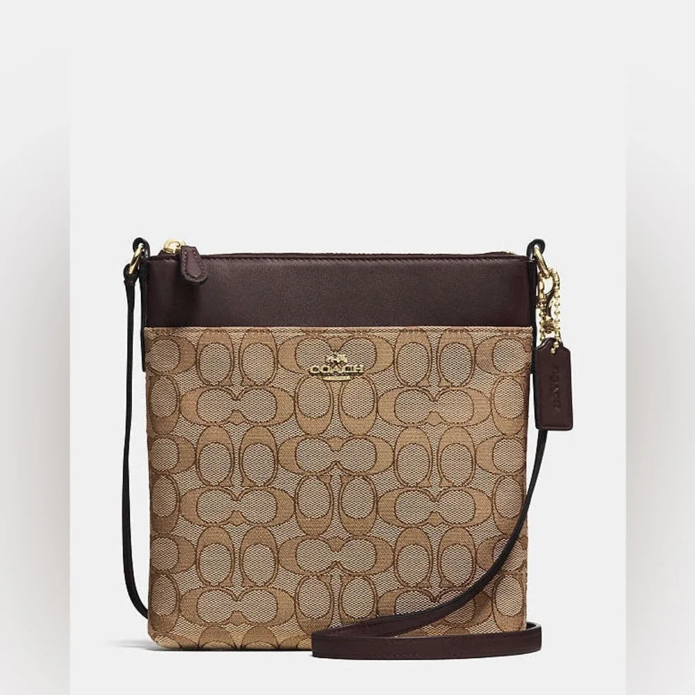 Coach Tan and Brown Signature Crossbody Bag - Picture 1 of 8